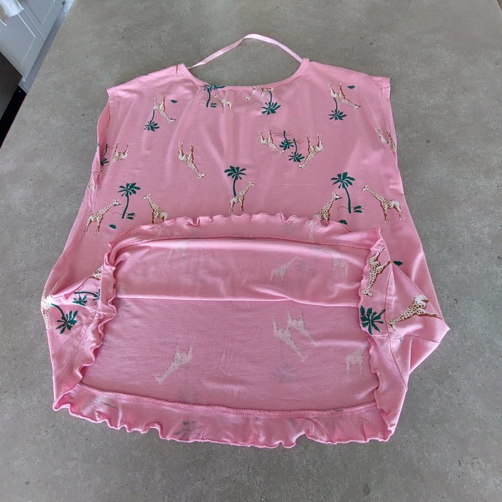 JOE FRESH Women's Pink Sleeveless Top w/Palm Trees Giraffe Print - Size Medium